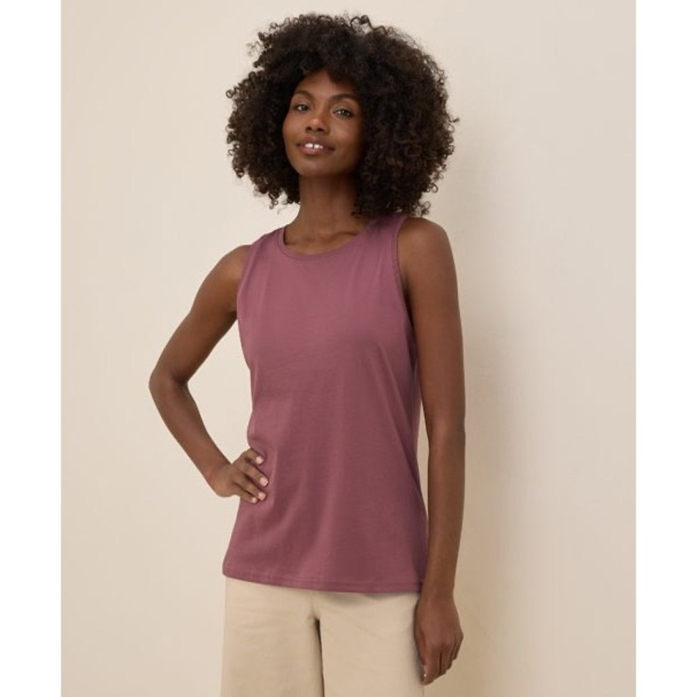 PACT Women's Softspun High Neck Tank Top Rosebud Heather Size Small NWT